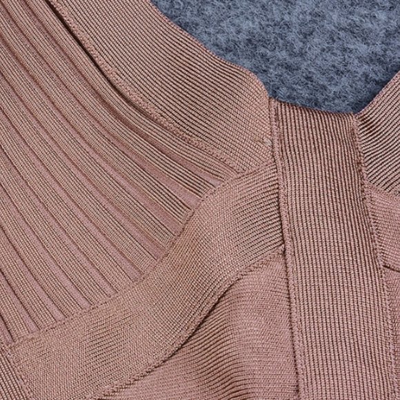 BEIGE BANDAGE JUMPSUIT NUDE PANTSUIT CAMEL JUMPER - Picture 12 of 15